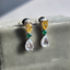 Pear Diamond and Emerald Earrings
